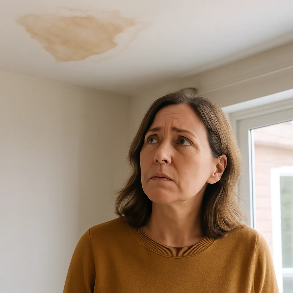 Lady noticing water damage 