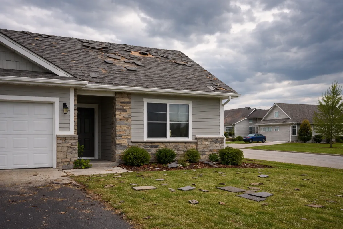 Storm hitting in a nice neighborhood 