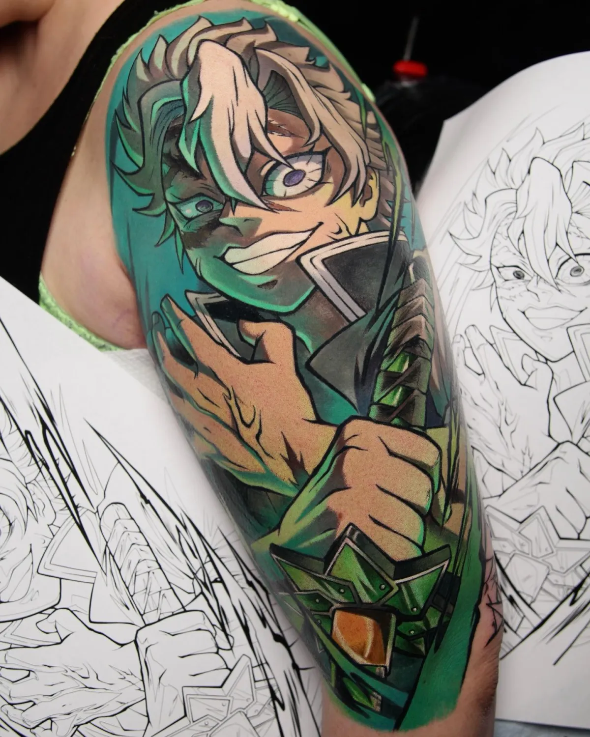 Hashira Sanemi tattoo from Demon Slayer by Orlando Anime Tattoo Artist Ren Behan at xsadfamx.