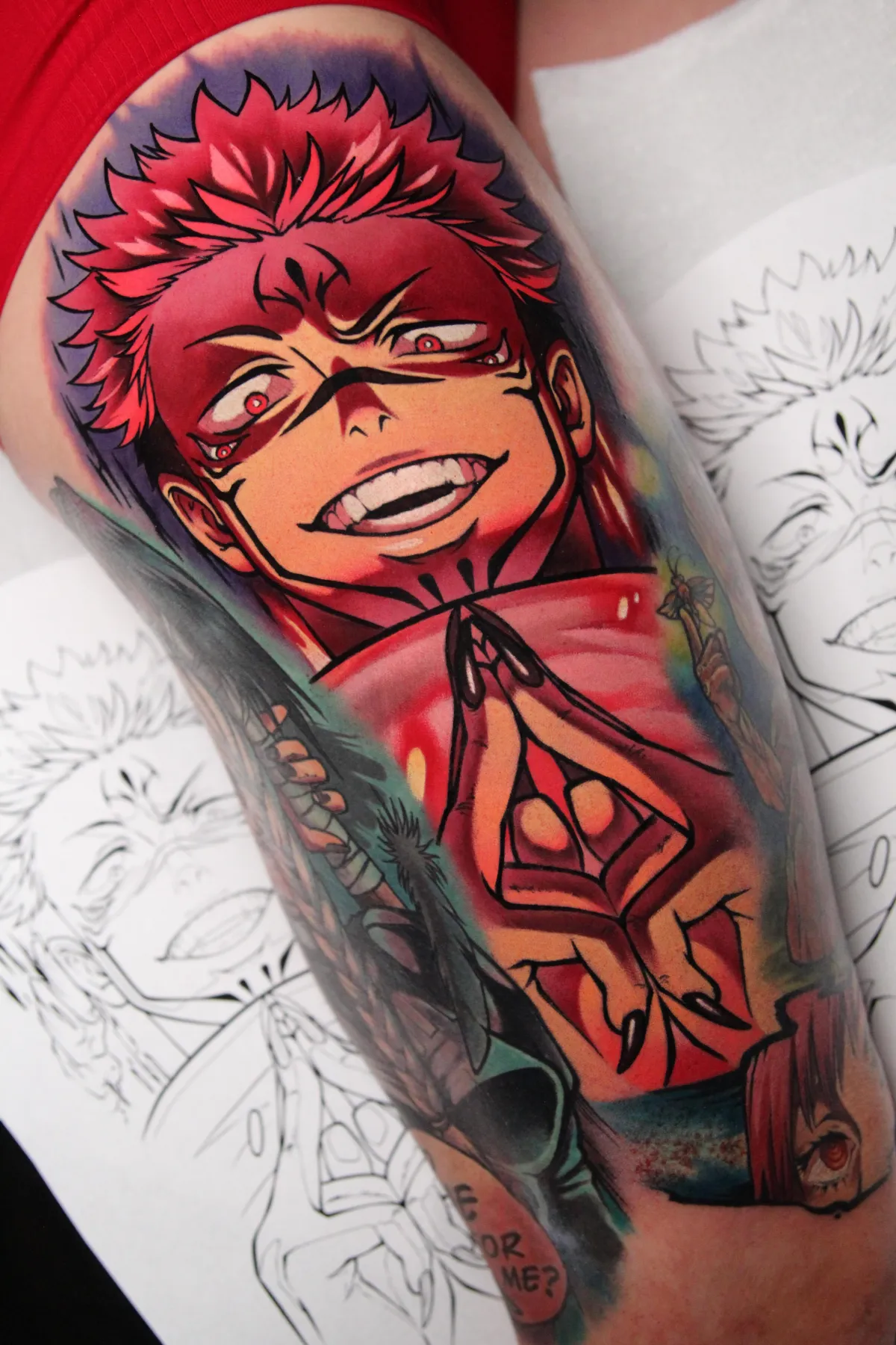 Sukuna Tattoo from JJK by Orlando Anime Tattoo Artist Ren Behan at xsadfamx.