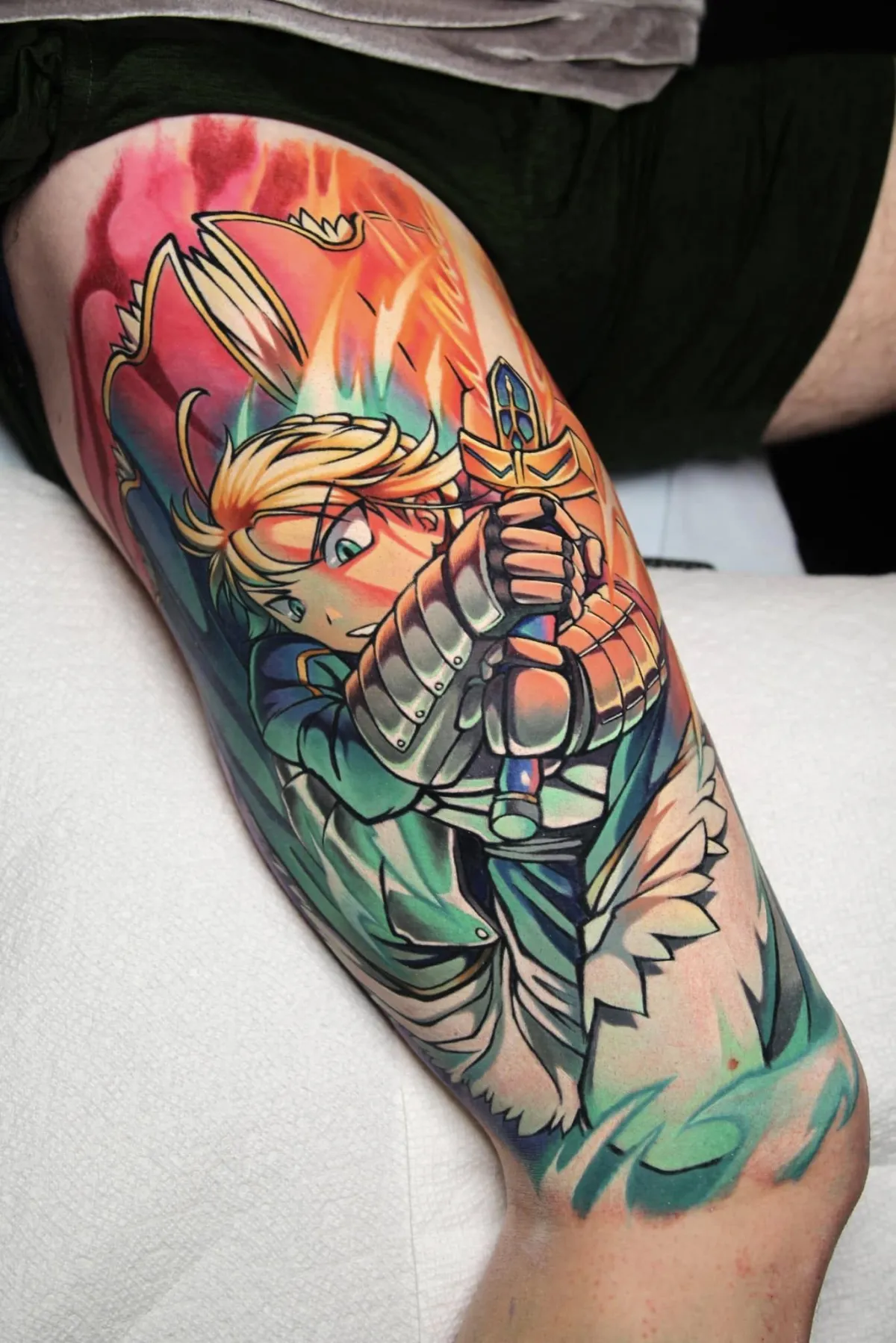 Saber tattoo from Fate/Stay Night by Orlando Anime Tattoo Artist Ren Behan at xsadfamx.