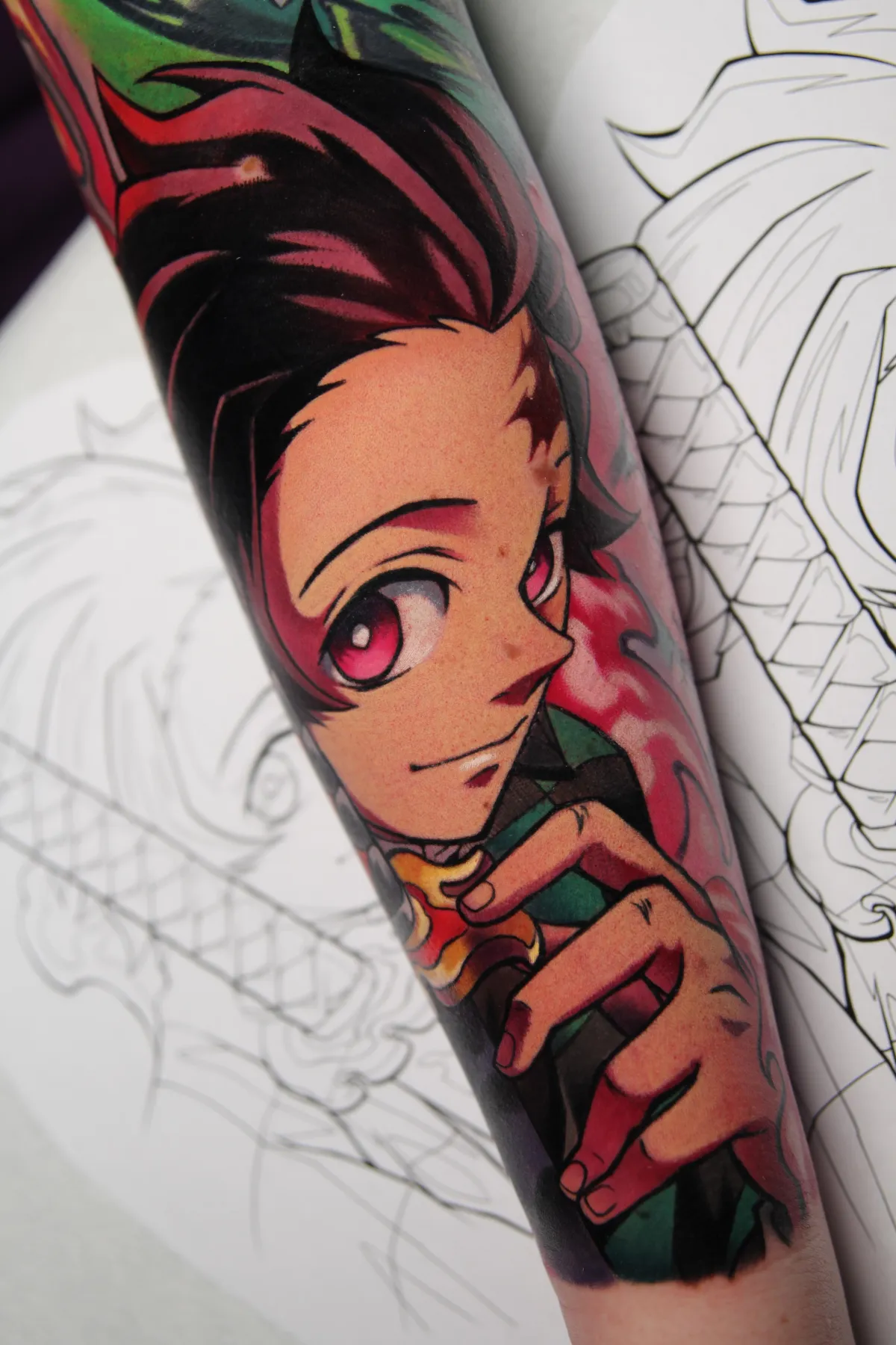 Tanjiro Tattoo from Demon Slayer by Orlando Anime Tattoo Artist Ren Behan at xsadfamx.