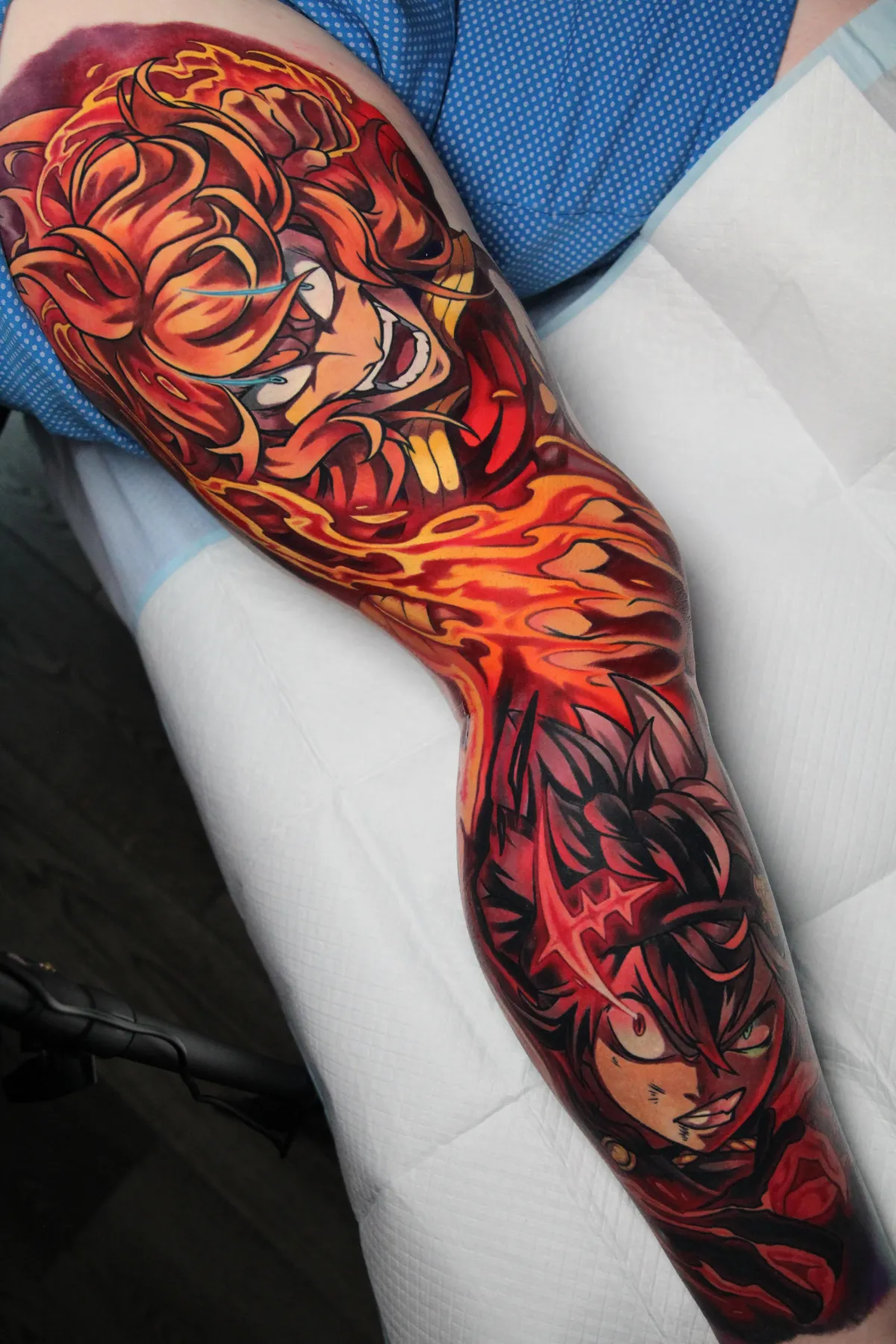 Black Clover Tattoo of Asta and Mereoleona by Orlando Anime Tattoo Artist Ren Behan at xsadfamx. 