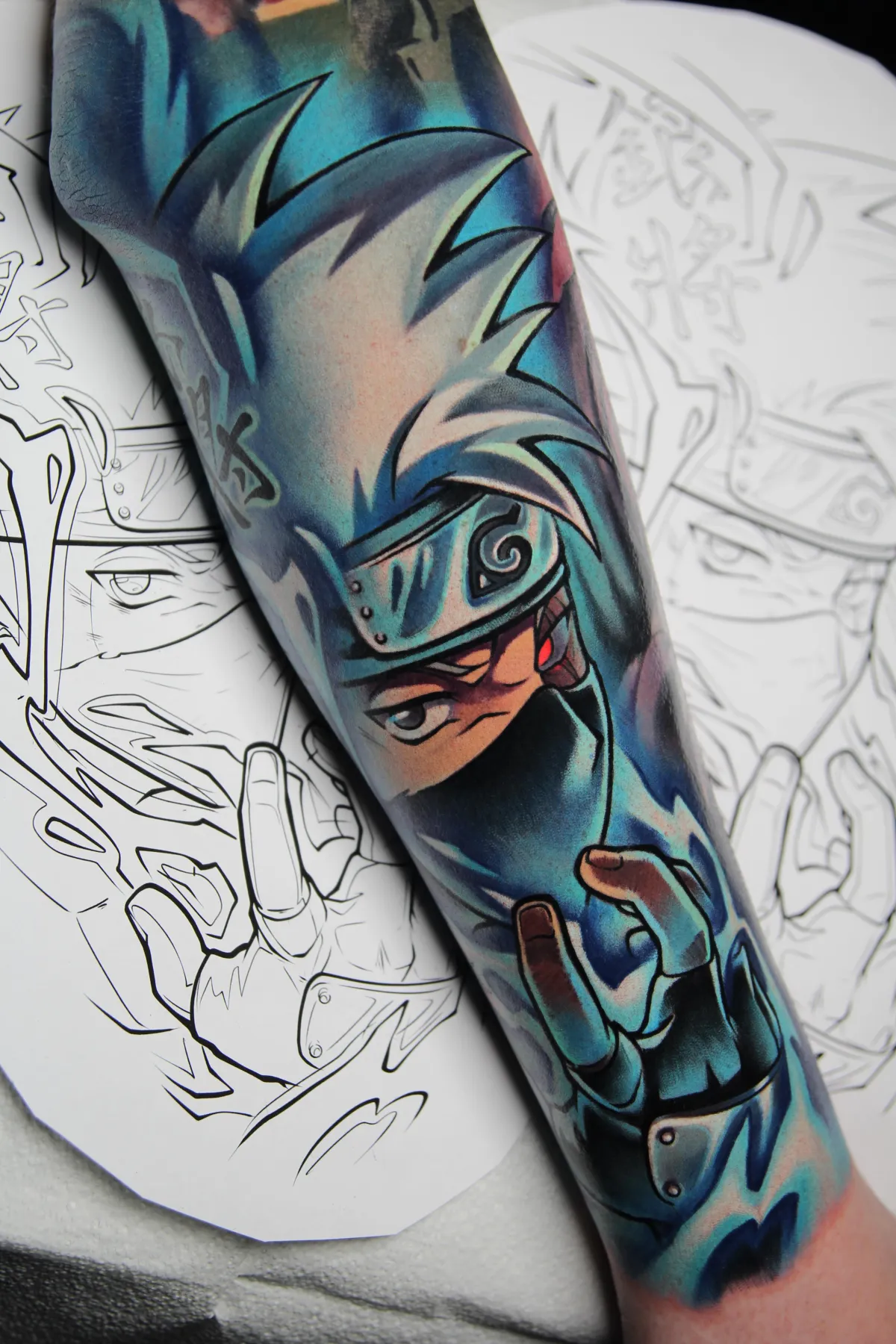 kakashi tattoo, naruto tattoo, kakashi sensei tattoo, copy ninja tattoo, ninja tattoo, anime tattoo, orlando anime tattoo artist, florida anime tattoo artist