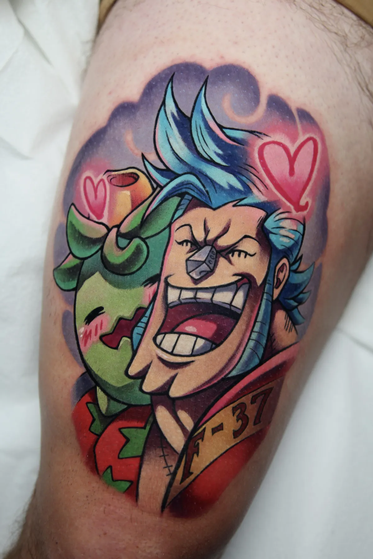 Cute Franky tattoo from One Piece by Orlando Anime Tattoo Artist Ren Behan at xsadfamx.