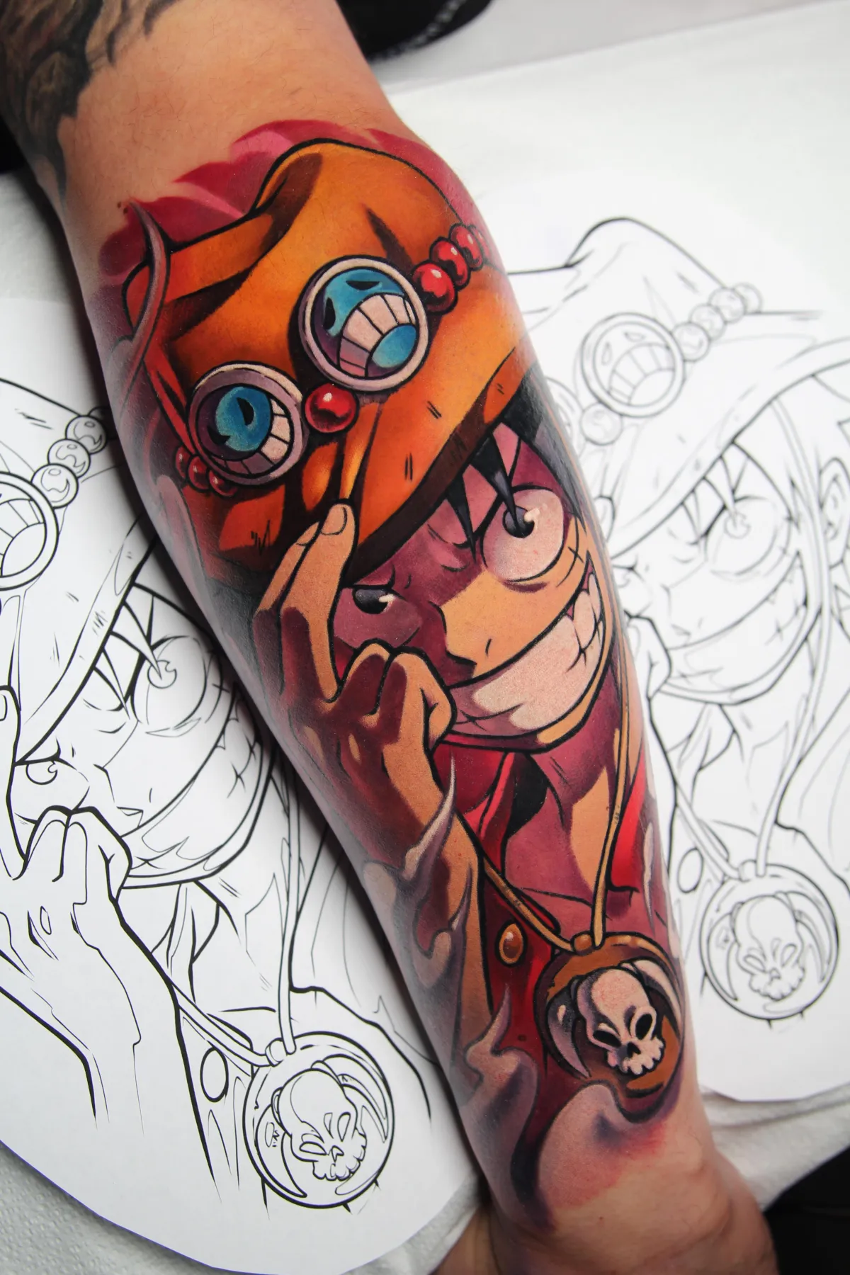Luffy tattoo from One Piece by Orlando Anime Tattoo Artist Ren Behan at xsadfamx.