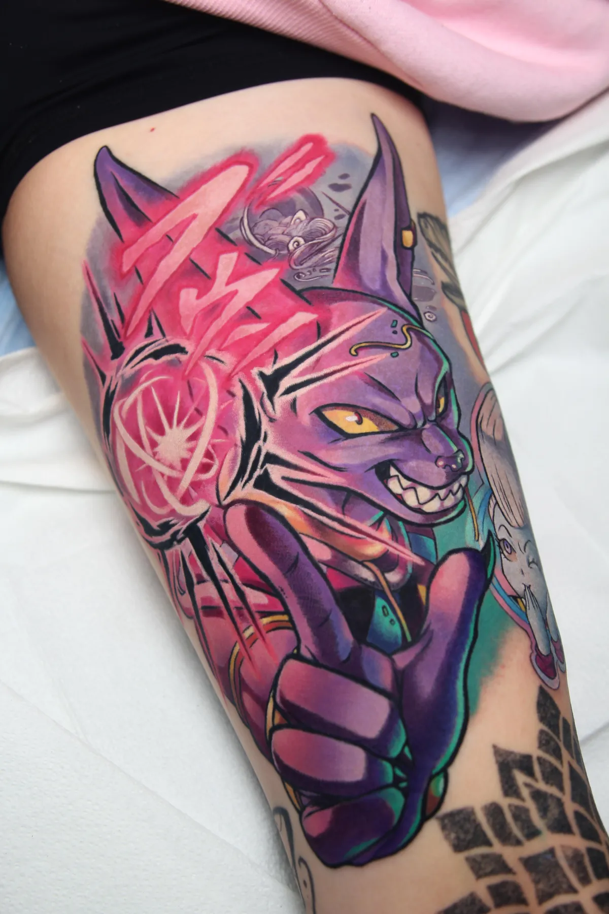Beerus tattoo from Dragon Ball Super by Orlando Anime Tattoo Artist Ren Behan at xsadfamx.