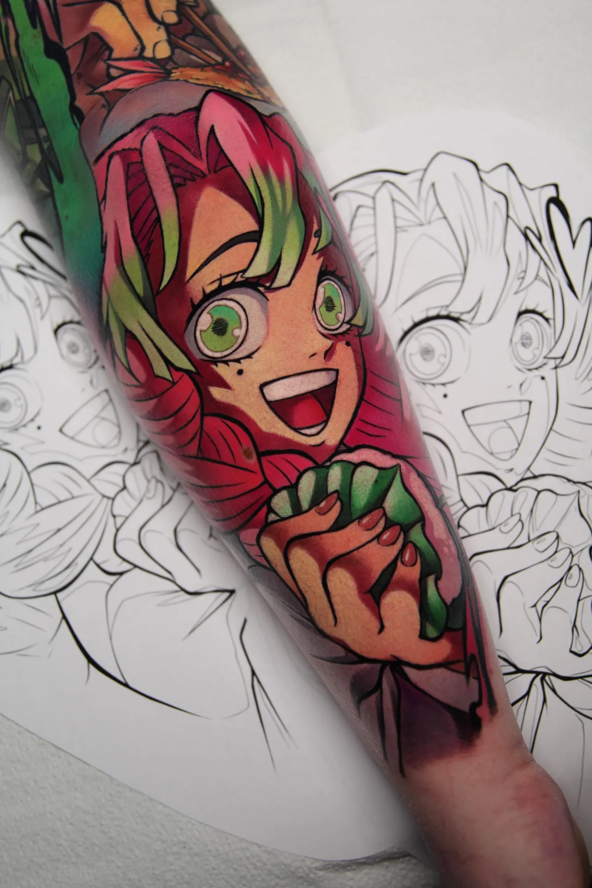 Mitsuri tattoo from Demon Slayer by Orlando Anime Tattoo Artist Ren Behan at xsadfamx.