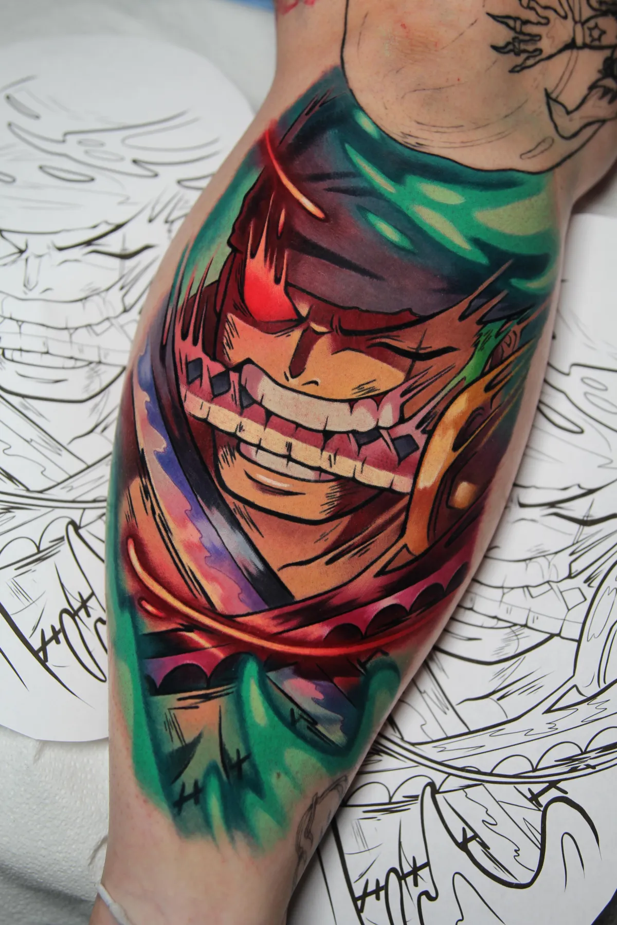 Demon King Zoro tattoo from One Piece by Orlando Anime Tattoo Artist Ren Behan at xsadfamx.