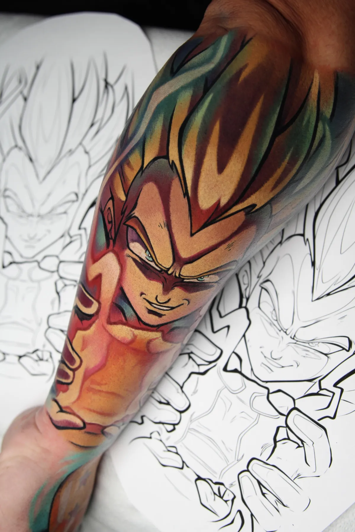 Super Saian Vegeta Tattoo from DBZ by Orlando Anime Tattoo Artist Ren Behan at xsadfamx.