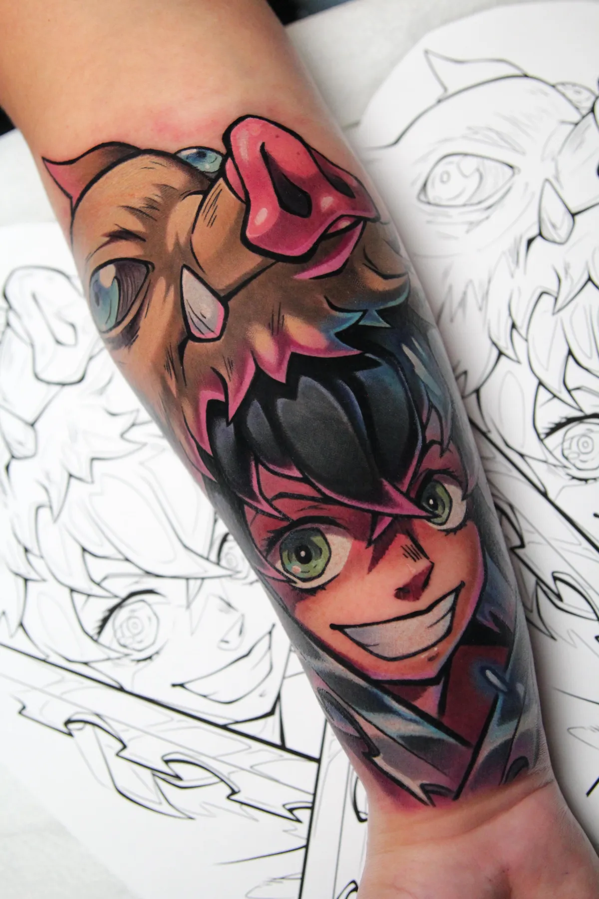 Inosuke tattoo from Demon Slayer by Orlando Anime Tattoo Artist Ren Behan at xsadfamx.