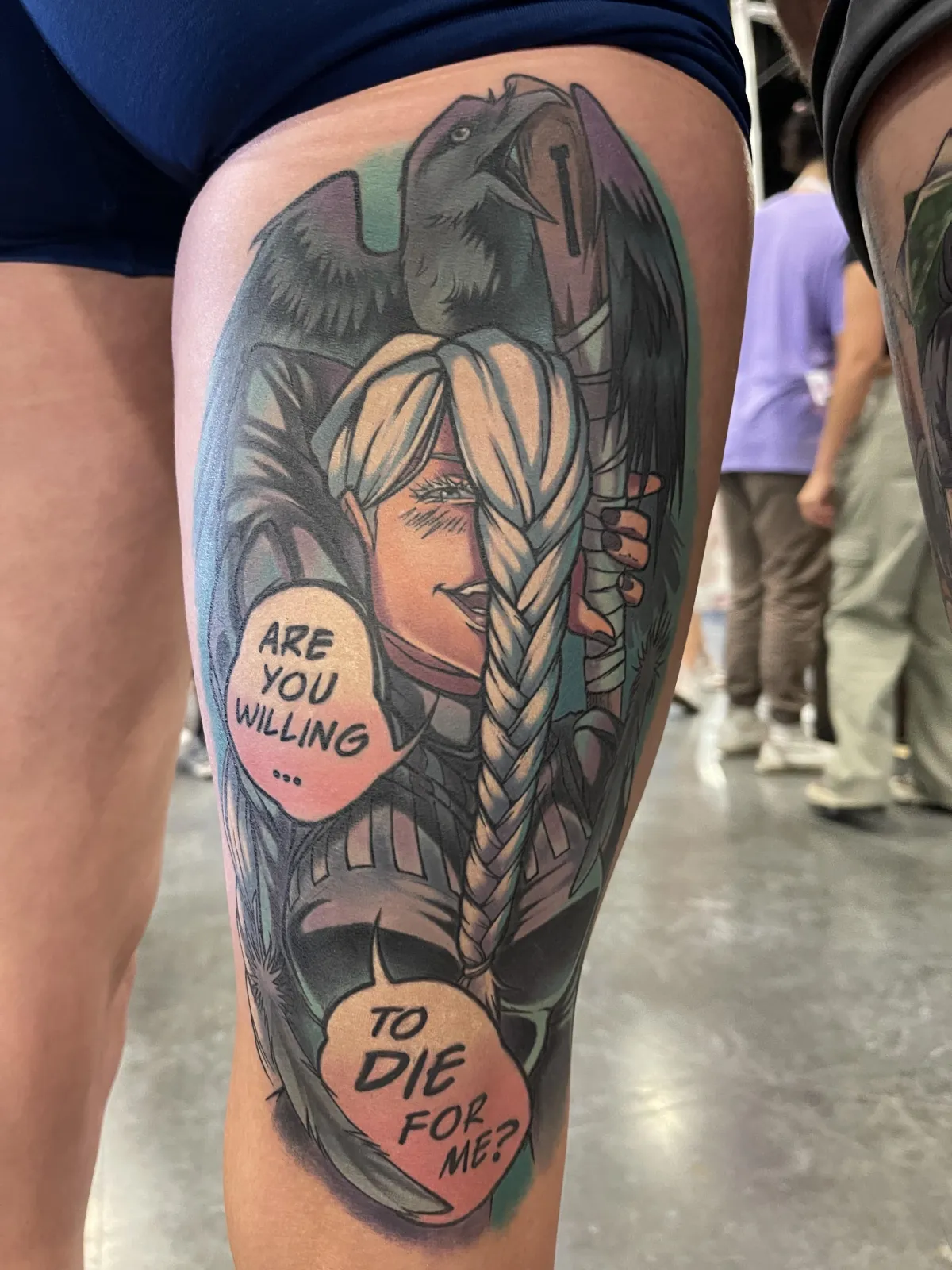 Fully healed anime tattoo of Mei Mei from JJK by Orlando Anime Tattoo Artist Ren Behan. This JJK tattoo is just as vibrant healed as it was fresh!