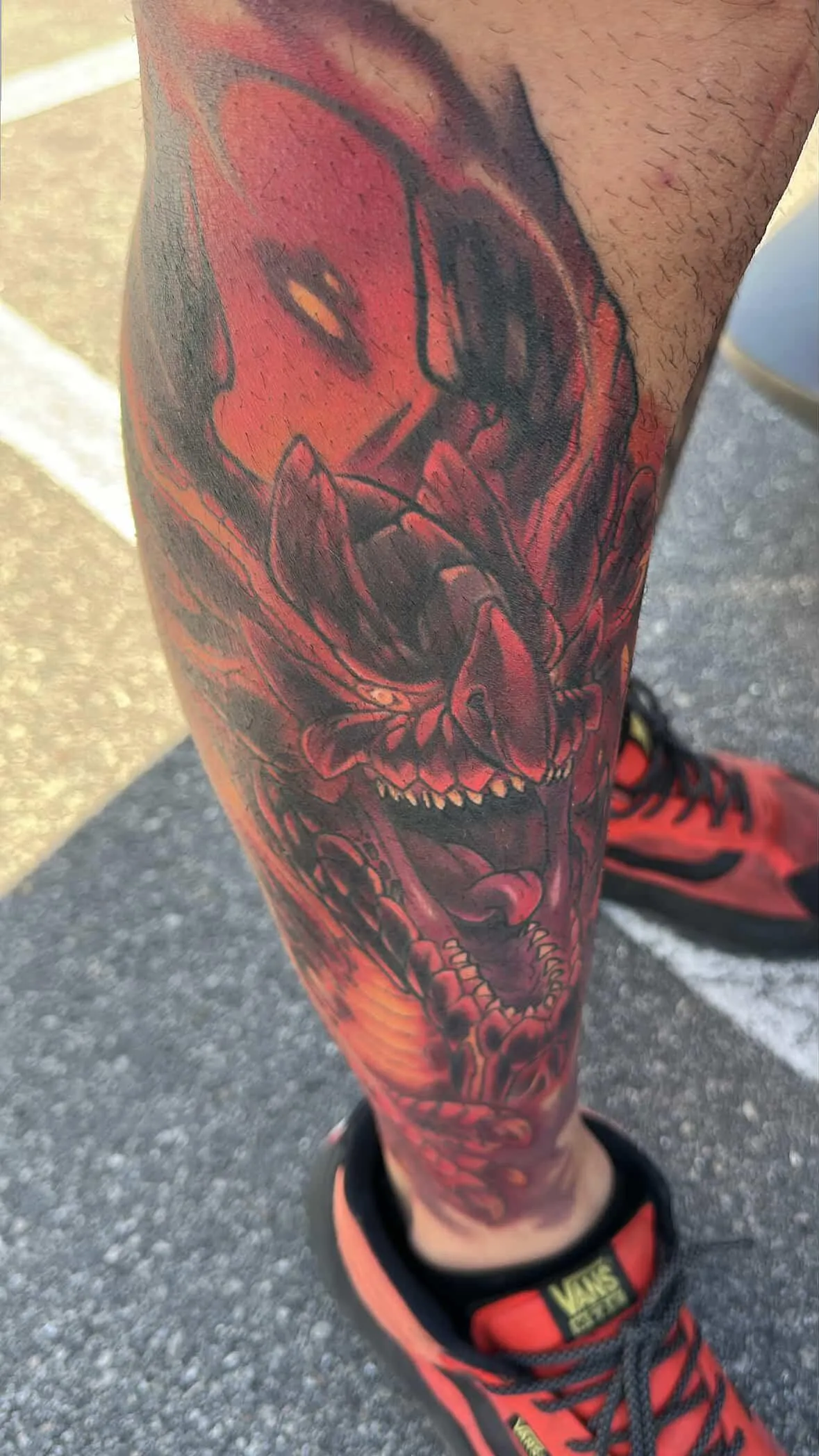 Fully healed anime tattoo of Dire Miralis from Monster Hunter by Orlando Anime Tattoo Artist Ren Behan.