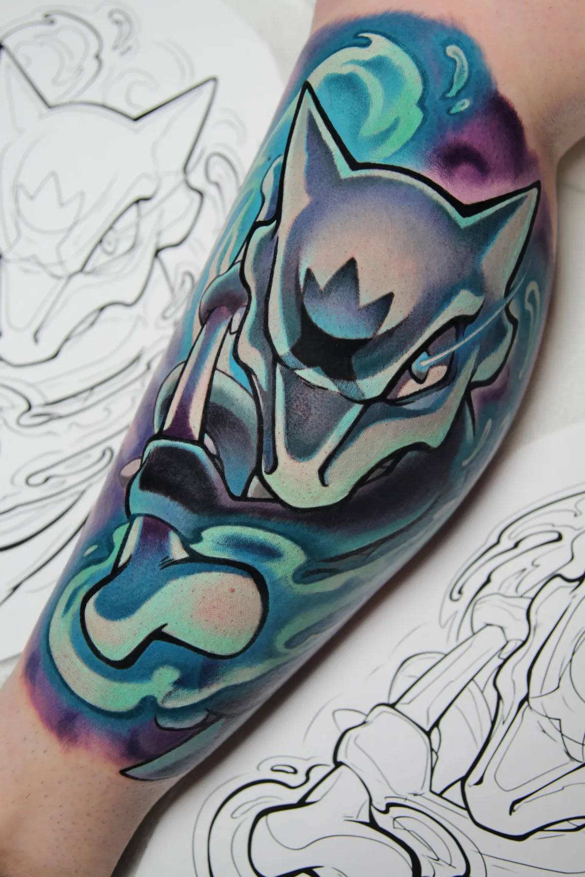 Alolan Marowak tattoo, Marowak tattoo, Pokémon tattoos, Pokémon tattoo artist, Orlando anime tattoo artist, Florida anime tattoo artist