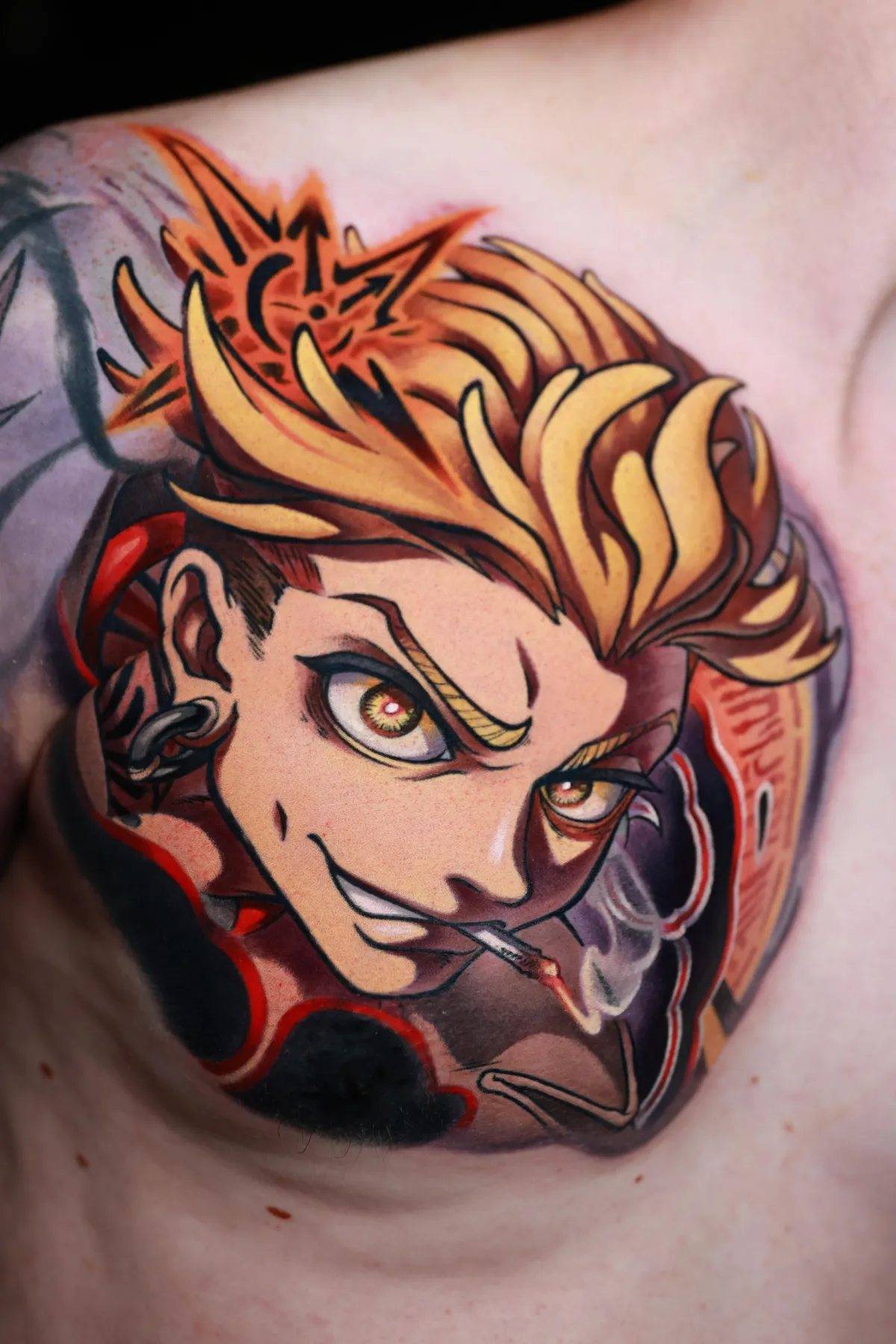 Large Anime Tattoo, Dandadan tattoo, large anime tattoo, Florida anime tattoo artist, sadfam, best anime tattoo artists