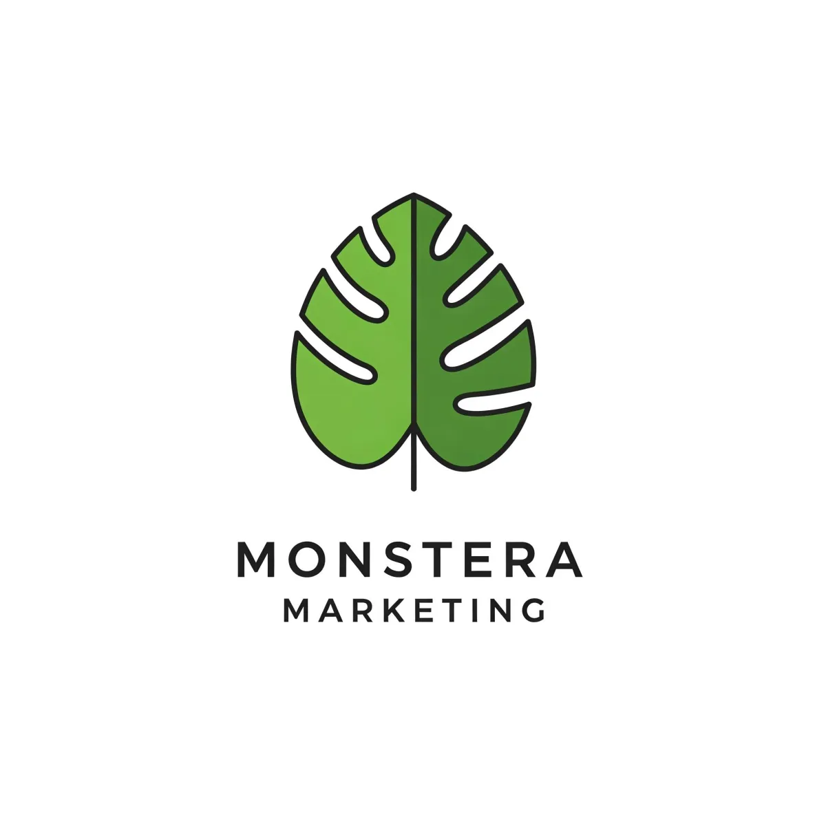 Monstera leaf marketing logo