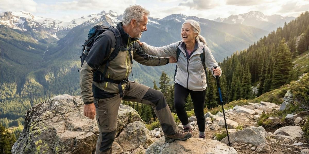 Paar beim Wandern in den Bergen