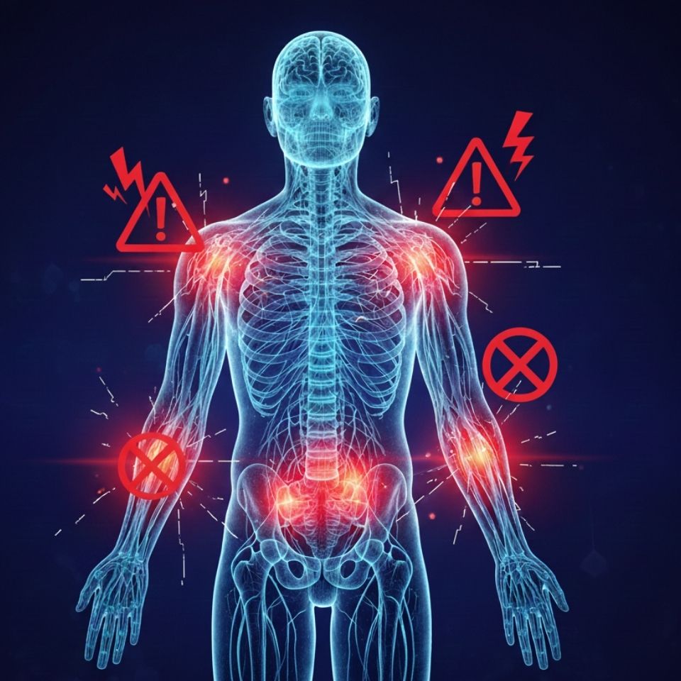 Blockiertes Nervensystem mit Warnzeichen