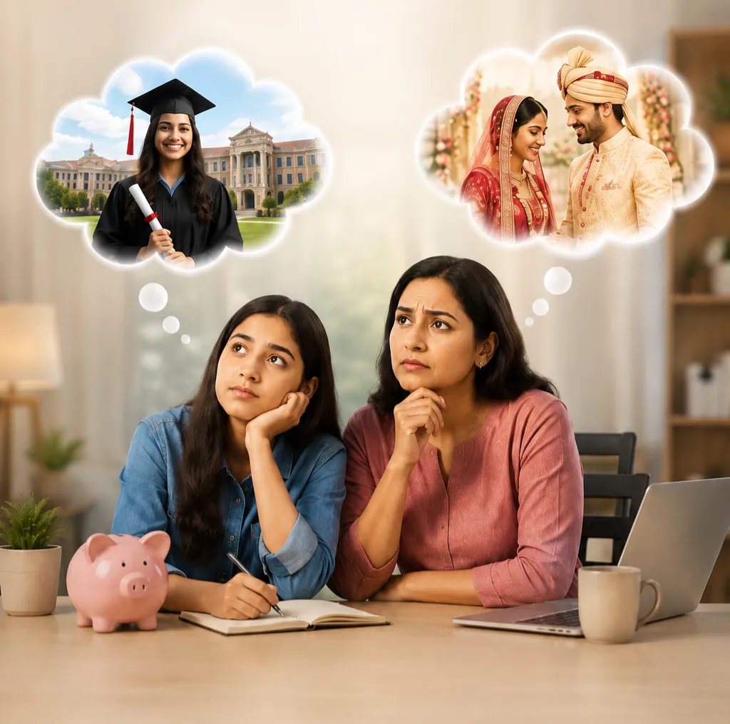 Indian family looking concerned about rising financial gaps