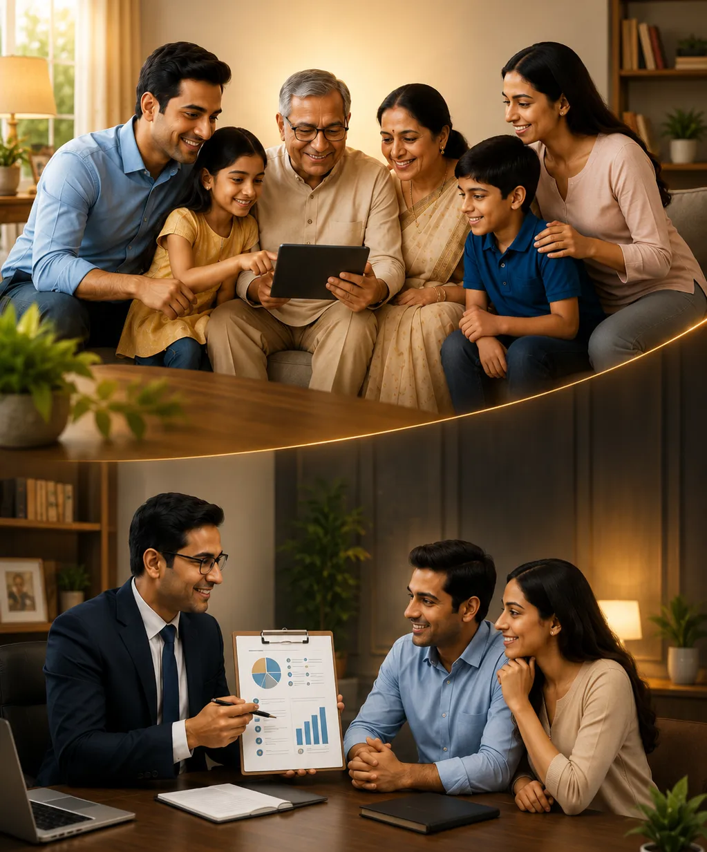 Financial advisor guiding an Indian family