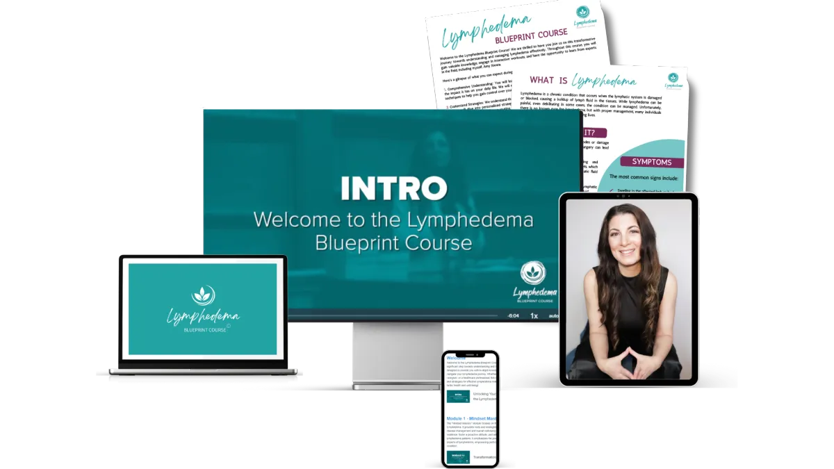 This Is An Image Of A Laptop & Desktop Screen Showing The Lymphedema Blueprint Course Introduction Image