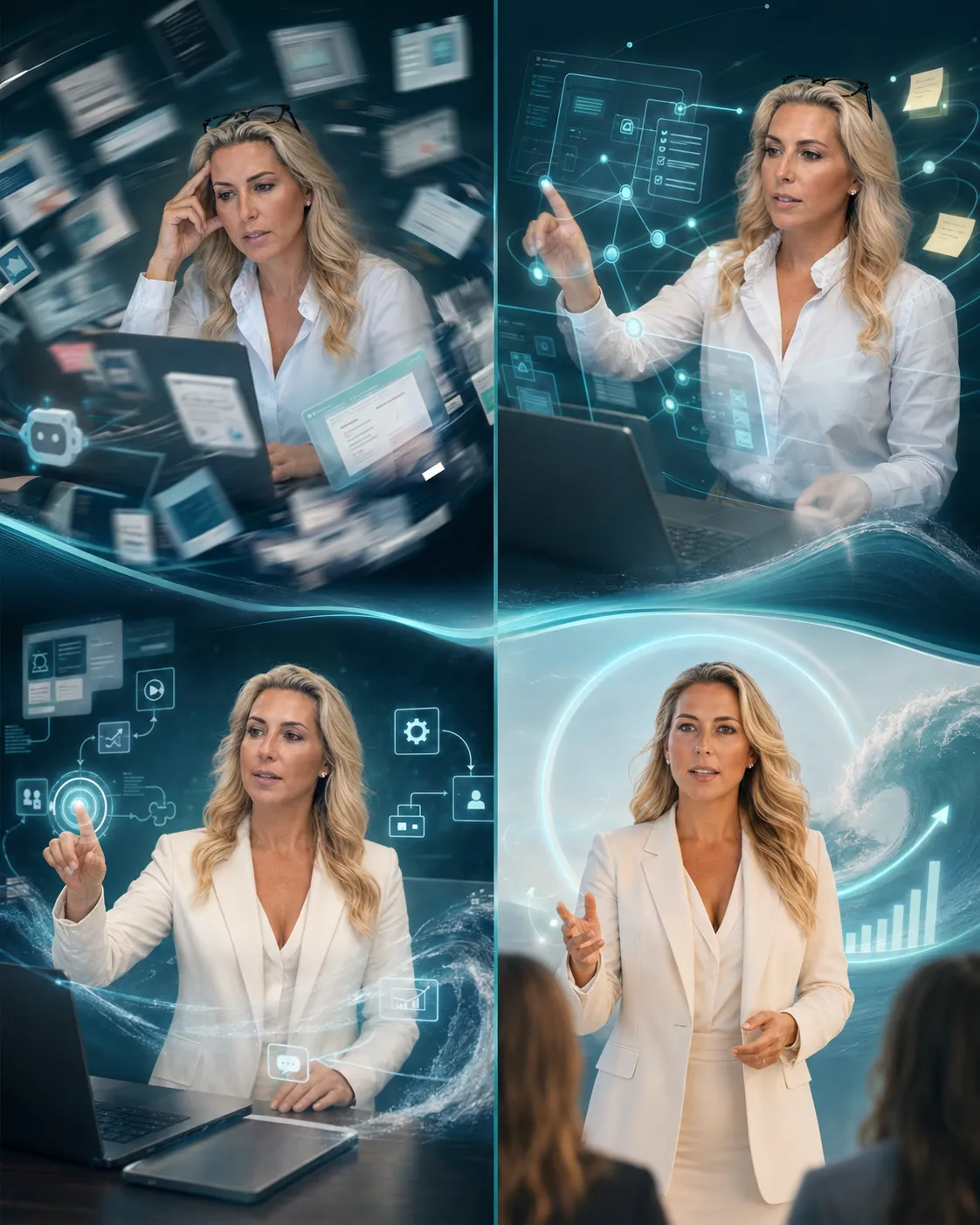 Professional experiencing clear workflow with AI technology