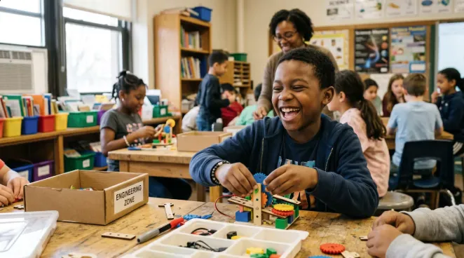 Young African American kids in classroom