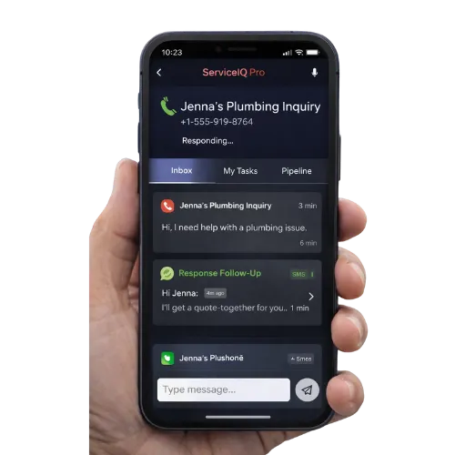 Service business lead being handled automatically on a mobile device