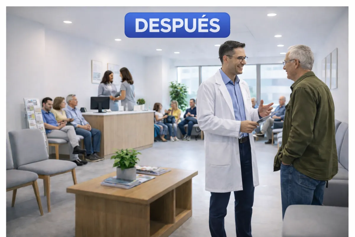 Clínica llena de pacientes