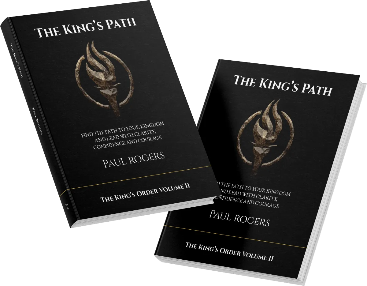 Full-bleed dramatic image from the book’s closing “The King’s Oath” page, with the oath text ghosted in the background.