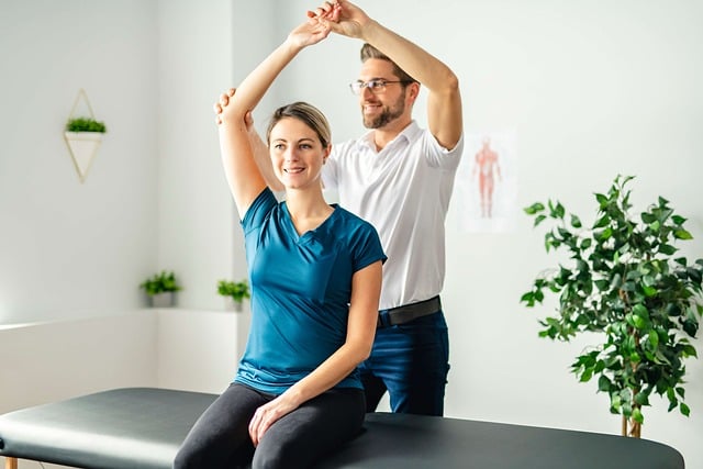 a person and person stretching