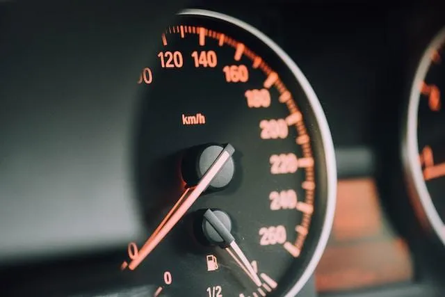 a close up of a speedometer