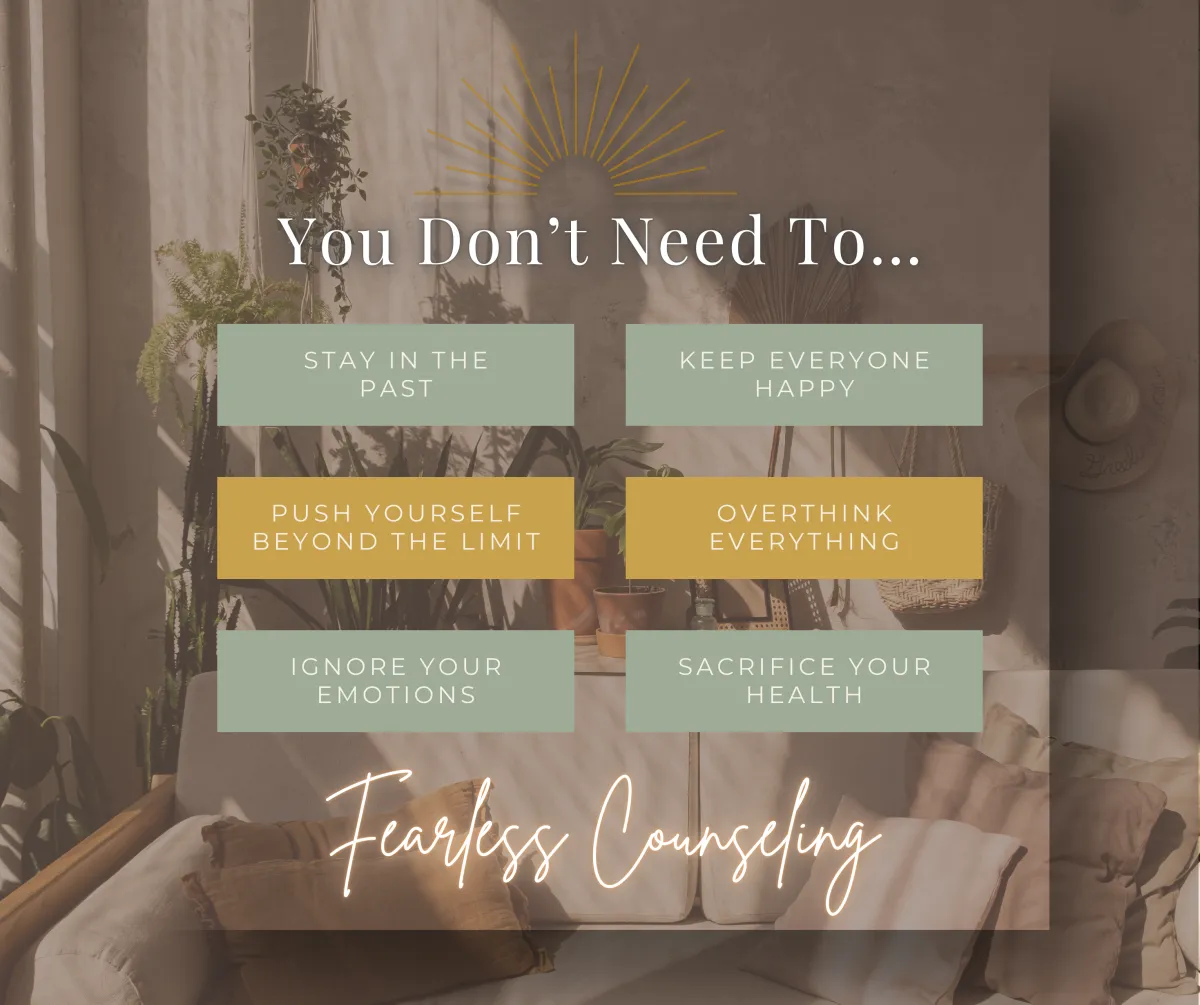 Minimalist blog graphic with the words “The Way Out Is Through” in soft neutral tones for a mental health article.