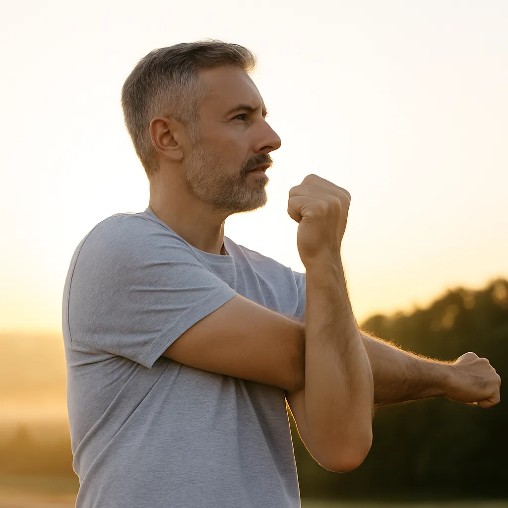 Testosterone in temecula man stretching