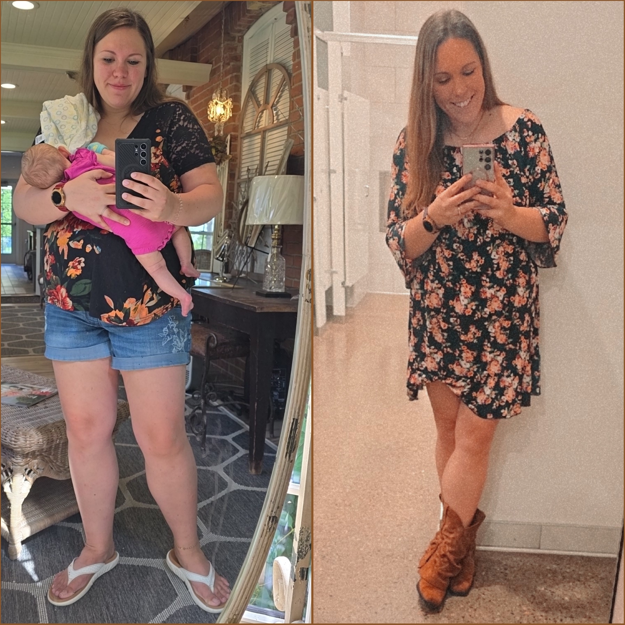 Portrait of a warm, modern health coach mom smiling in a bright living room
