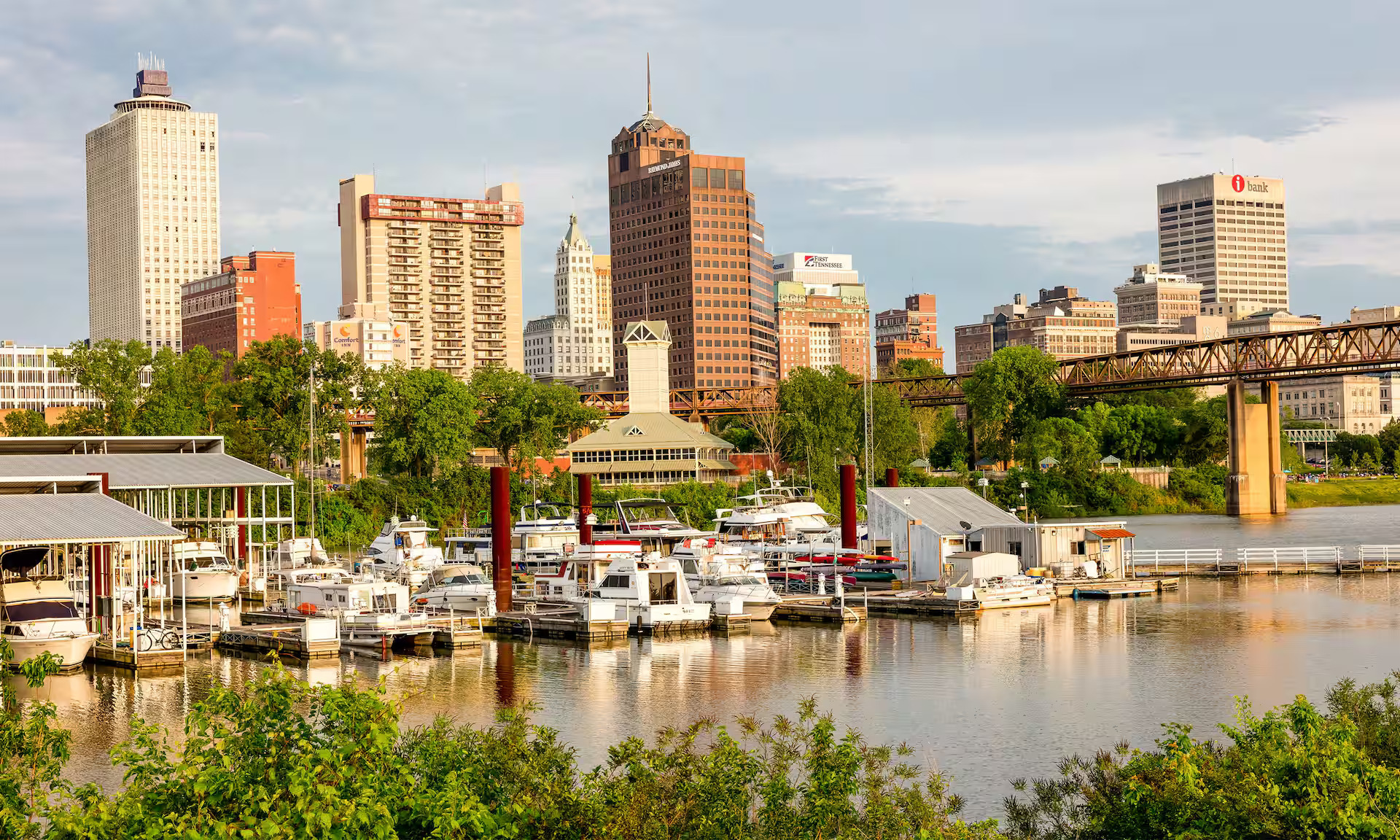 Memphis skyline along the Mississippi River representing the greater Cordova Tennessee area served by local handyman services.