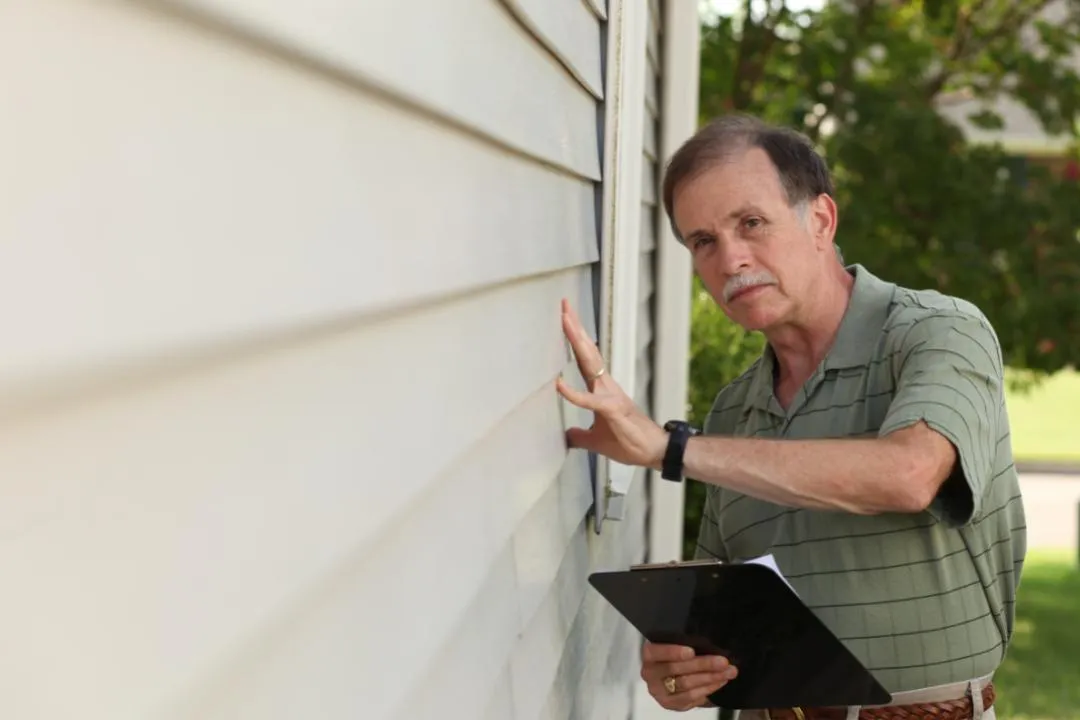our contractor inspecting Vinyl Siding
