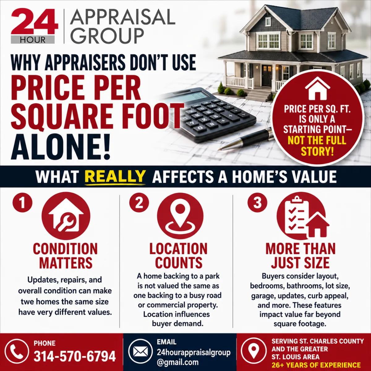 Certified residential appraiser evaluating a home's market value in St. Charles County, Missouri.