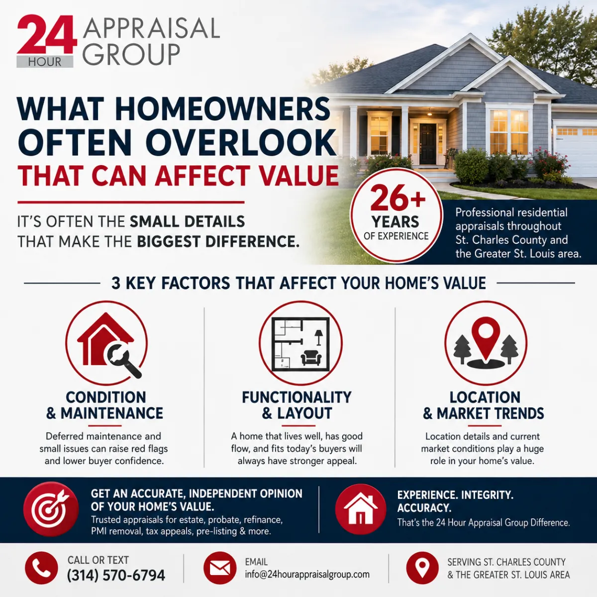 Certified residential appraiser evaluating the factors that affect a home's market value in St. Charles County.