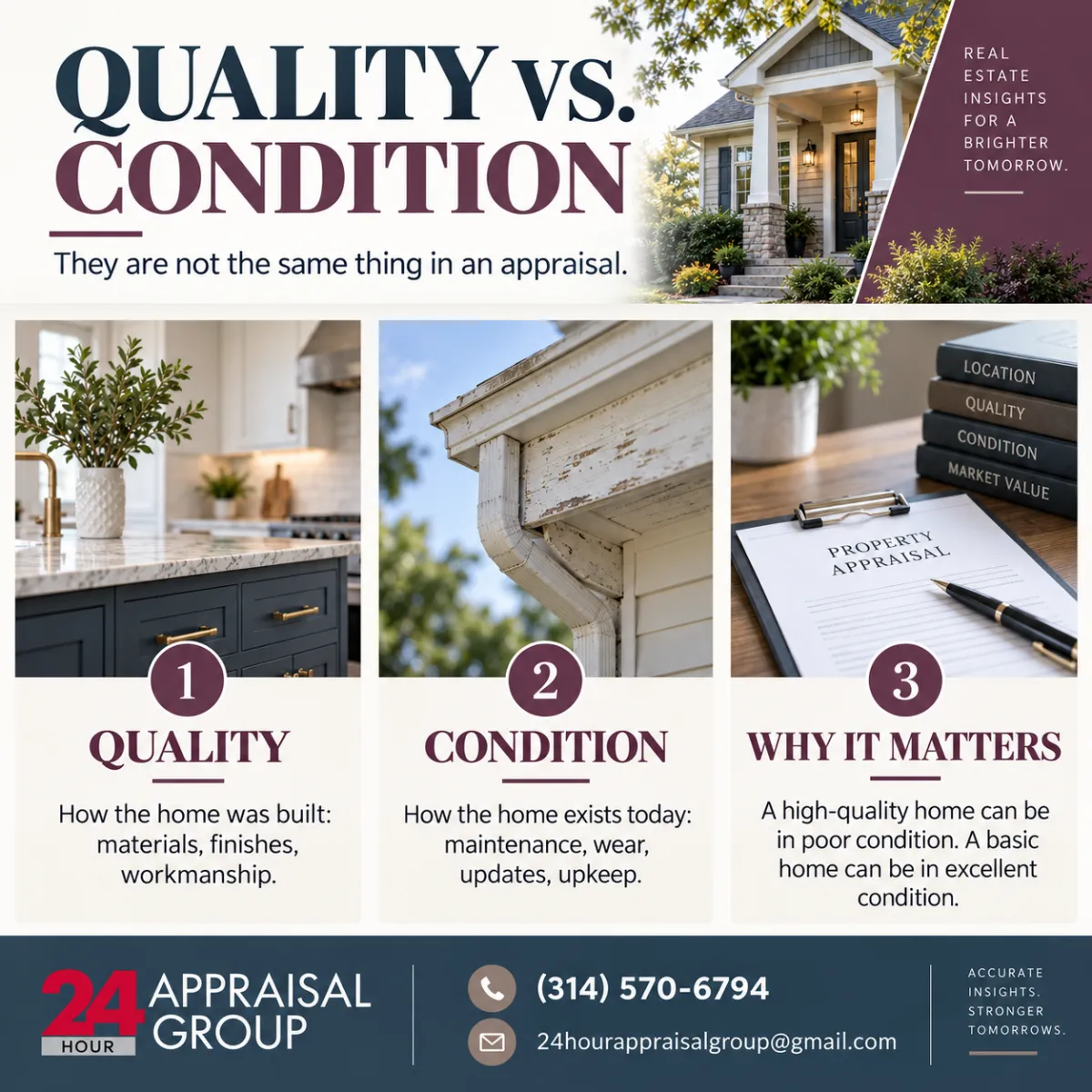 Residential appraiser evaluating a home's construction quality and condition