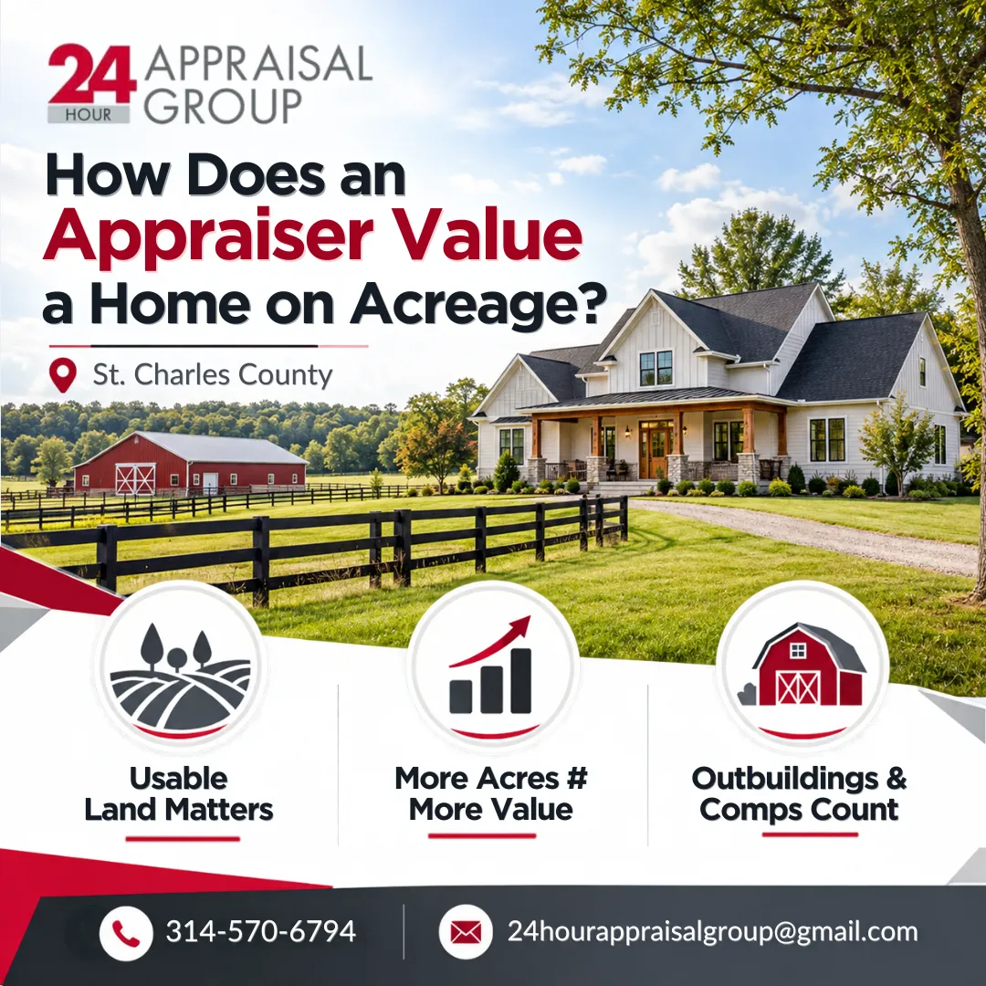 Home on acreage with barn, workshop, fencing, and pond in St. Charles County
