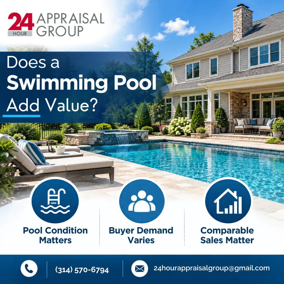 St. Charles County home with an in-ground swimming pool and landscaped backyard