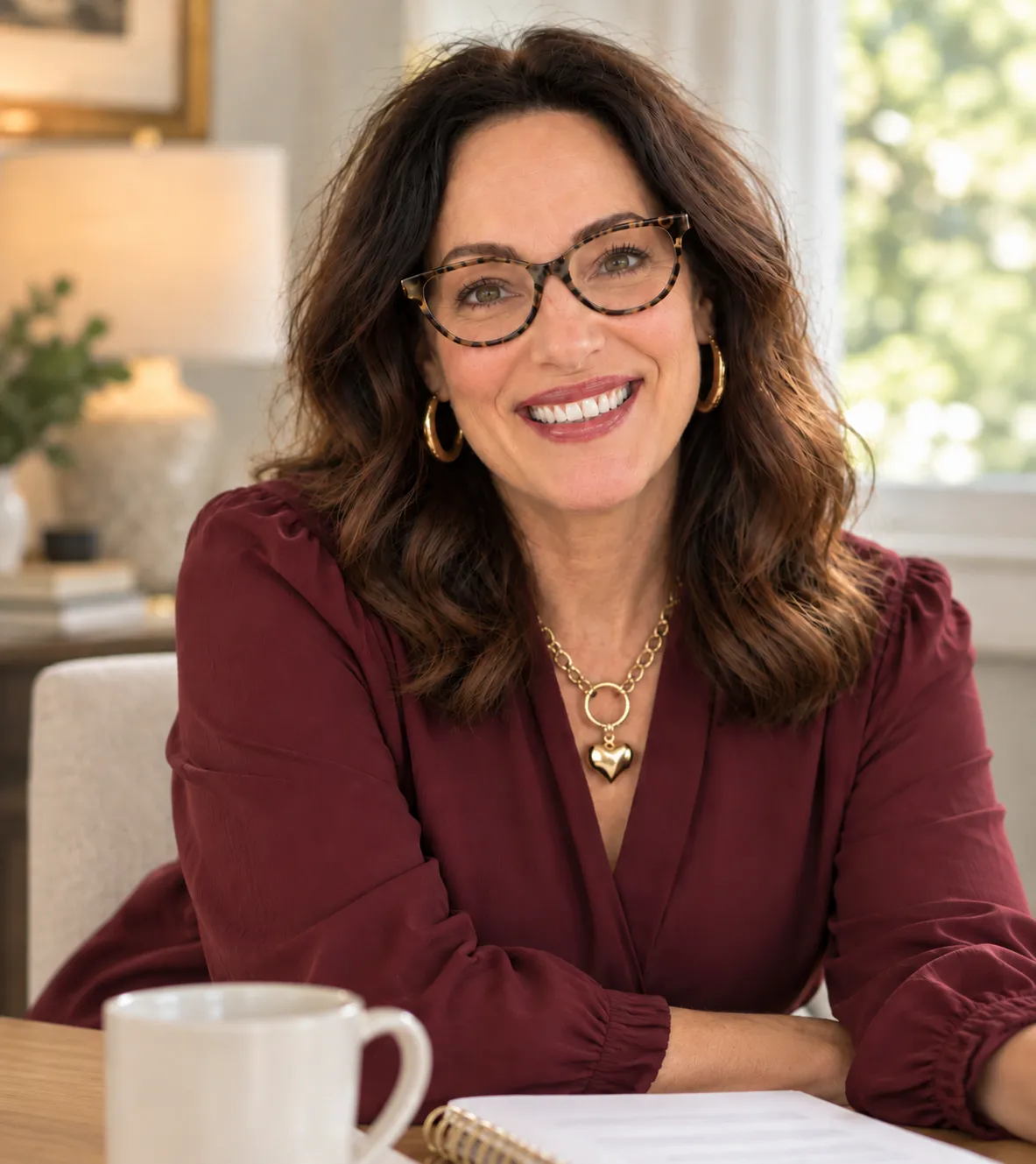 Carrie Kavanagh, Certified Life Coach, smiling in a maroon blouse