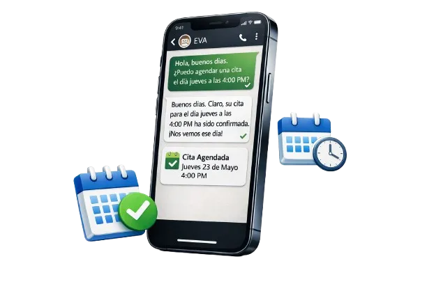 Sistema de automatización de WhatsApp que confirma citas automáticamente para consultorios médicos.
