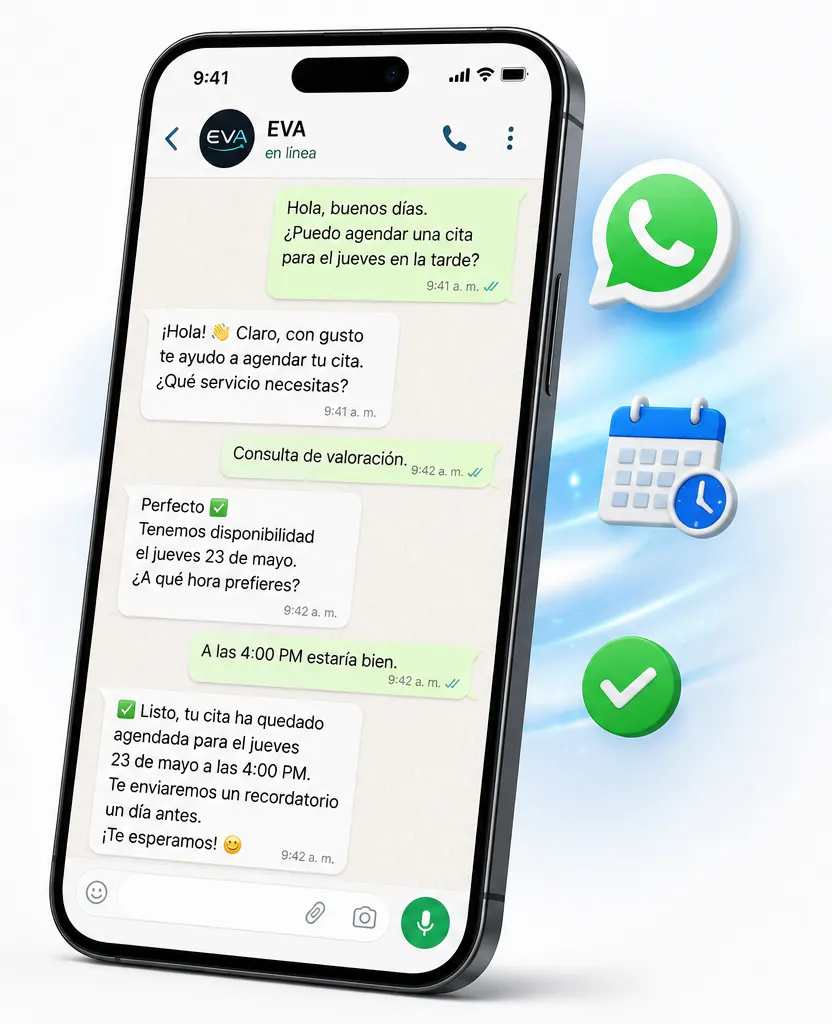 Sistema de automatización de WhatsApp que confirma citas automáticamente para consultorios médicos.