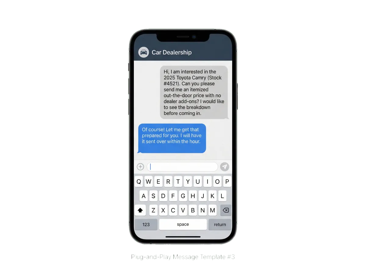 Plug-and-Play message template on phone