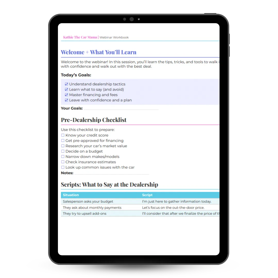 Pre-Dealership Checklist preview