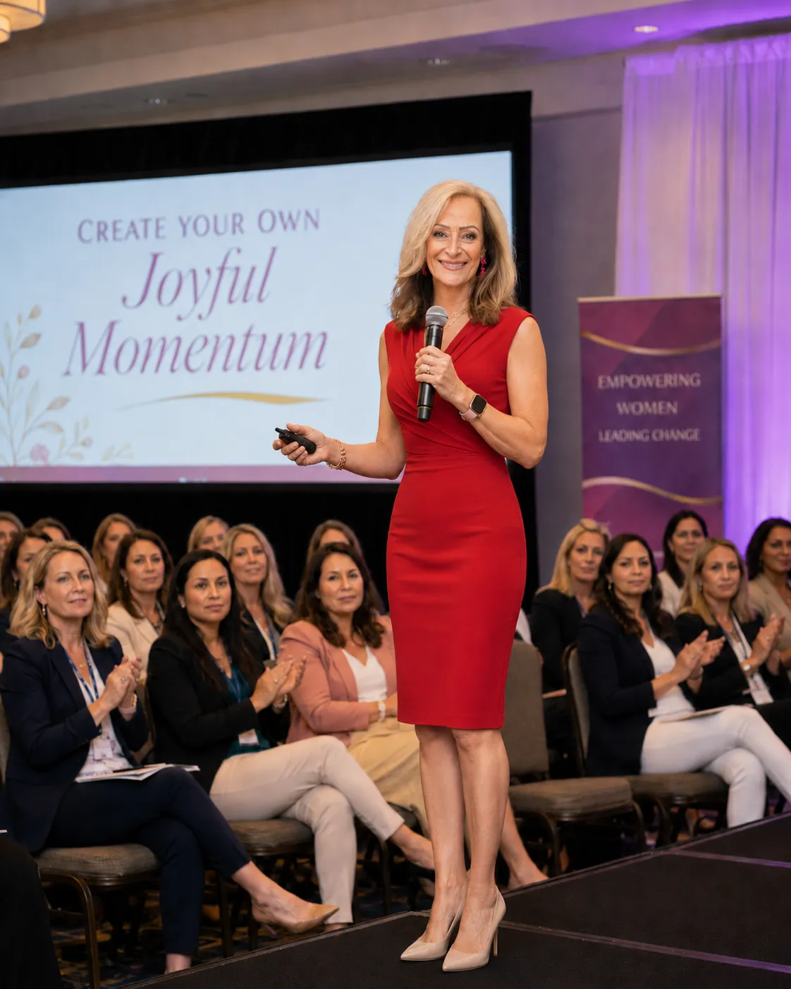 Portrait of Julie Kraschinsky speaking on stage