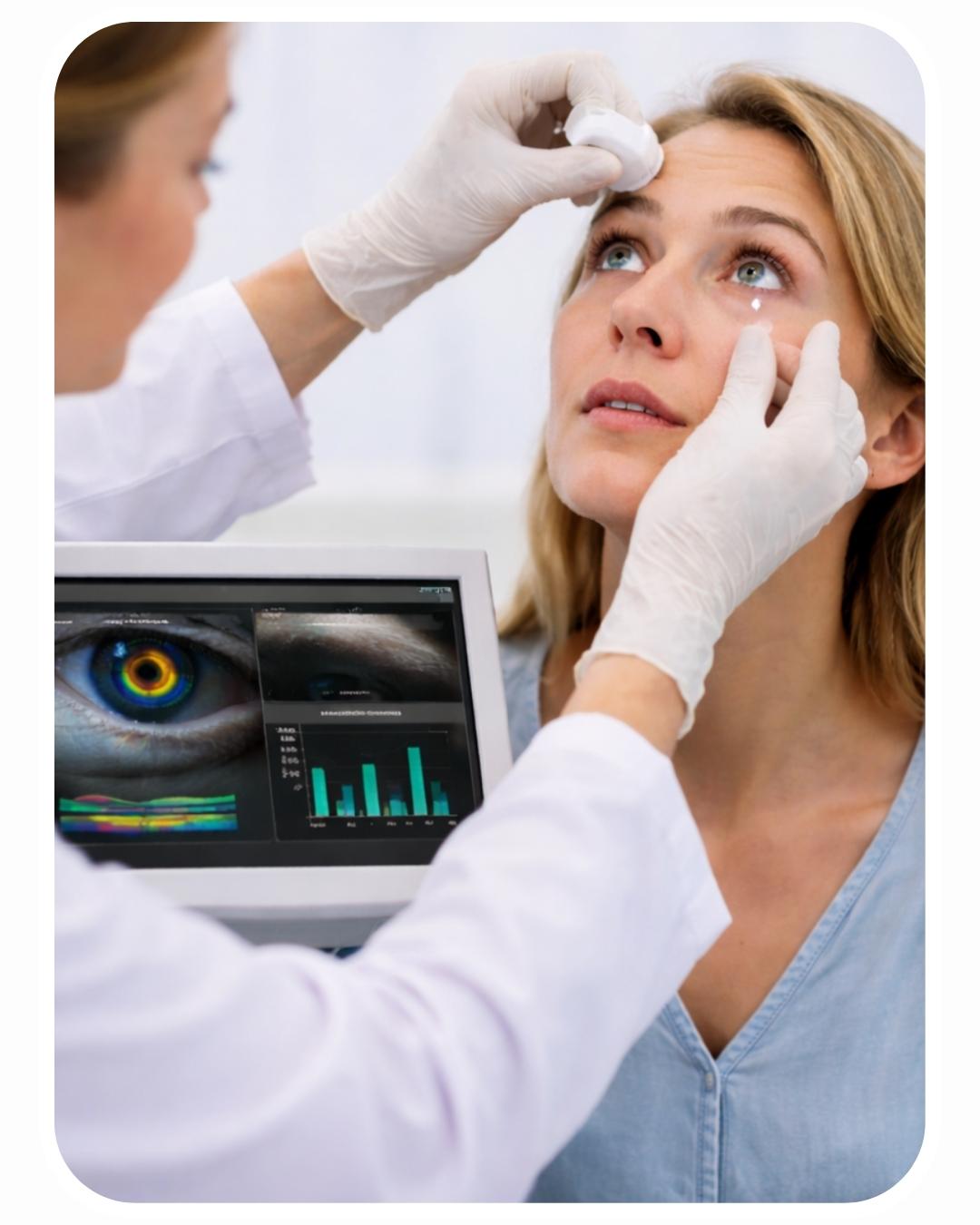 Optometrist assessing dry eye symptoms at On Point Eyecare Mackay