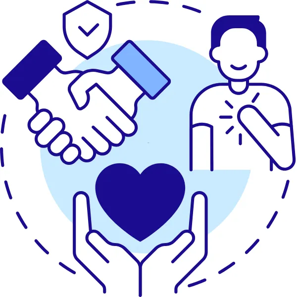 Illustration representing trust, client support, and results-driven service at WebFast24—custom websites and marketing systems that put people first.